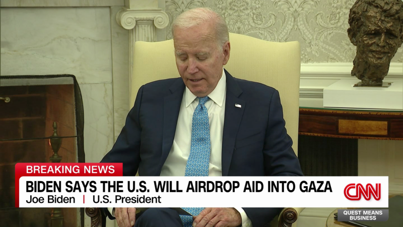 Biden says the U.S. will airdrop aid into Gaza [Video]