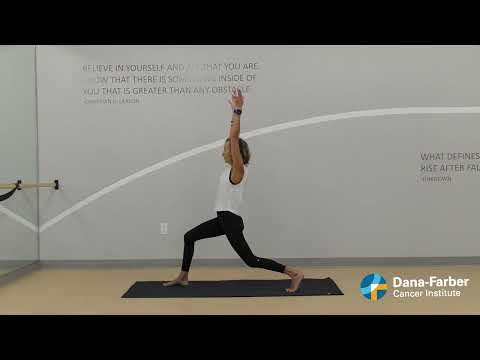 How to do Crescent Lunge Pose, with Chair Modification | Dana-Farber Zakim Center Remote Programming [Video]